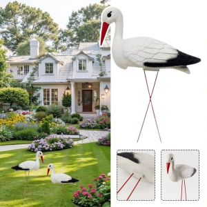GTRBFDS White Crane Garden Sculpture Lifelike Detachable Wire Feet Crane Statue Durable Lightweight Bird Ornament Outdoor Yard Decoration