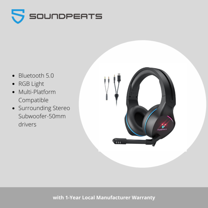 SoundPEATS G1 OverEar Headphones Black Xbox PS4/5, Wired Headset with