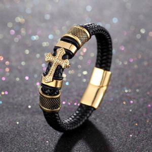 Local Shipping Mens Fashion Stainless Steel Silicone Cross Bracelet Jewelry Accessories