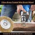 5 in 1 Steel Wire Brass Drill Bit Brush Sanding Wheel With Rod Rust Removal Electric Angle Grinder Wire Brush Set. 