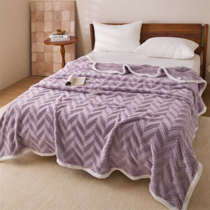 【Super low price】Striped Double-sided Taffeta Velvet Blanket Spring Autumn Warm Soft Plush Blanket for Sofa Bed Comfy Office Naps Throw Blankets