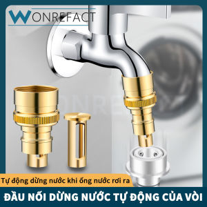 Bộ Chuyển Đổi Vòi Nước Bằng Đồng Thau Đầu Nối Chặn Nước Tự Động Cho Máy Giặt Phụ Kiện Ống Nối Nhanh Cho Vườn Phòng Tắm