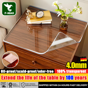 2-12 Seater✨ Rectangular 4.0mm PVC table cover pvc plastic 300% Transparent Waterproof Oil Proof Mat plastic cover for table