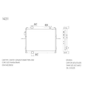 RAD-MB-MT48-237 RADIATOR CARTYPE: CANTER 6D16/6D17/6M61APPLICATION