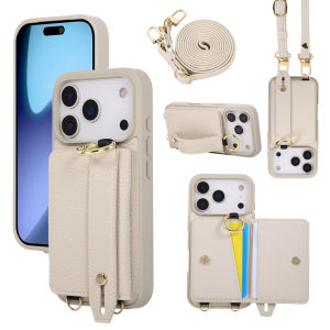 Crossbody Wristband Wallet Cards Solt Leather Case For iPhone 17 Pro Max 16 15 14 Plus 13 12 Ring Holder Lanyard Bag Pouch Cover