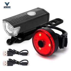 Bike Tail Light & Headlight Bike Rear Light Waterproof Bicycle Safe Light Rechargeable LED Riding Warning Light 3 Modes Cycling Accessories [Vodool Center]
