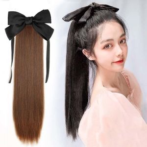 [ hàng hót bao đẹp ] tóc giả nữ cột thẳng nơ đỏ tóc giả buộc tóc cột nơ tóc giả nơ