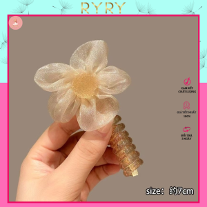 Cột Tóc Lò Xo Hoa Lưới Co Giãn Nhiều Màu Phong Cách Hàn Quốc Cho Nữ