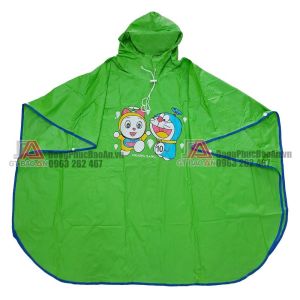 [SALE] Áo Mưa Cánh Dơi Em Bé Màu Xanh Bơ (Hình Doraemon)