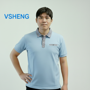 Vsheng 2020 Cỡ Lớn Cổ Áo Polo T Áo Sơ Mi Cho Nam Giới Với Túi Giản Dị Cỡ Lỡn Người Đàn Ông Áo Có Ve Áo