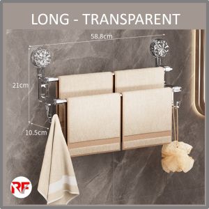 Suction Cup Towel Holder Dual-Layer Bar Bathroom Strong Hanger Rack Stainless Steel Shelf
