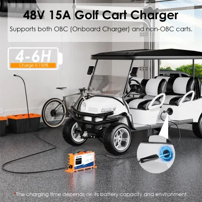 WAVLINK Golf Cart Smart Battery Charger GS950C - 48V 15A Max 810W Output IP67 Waterproof LiFePO4/NMC/Lead-Acid Compatible Intelligent Charging with CPU-Controlled PWM Technology