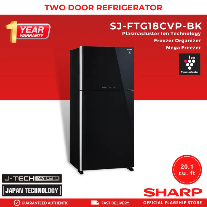 Sharp SJ-FTG18CVP-BK 20 cu.ft.Two Door No Frost Inverter Refrigerator - Black
