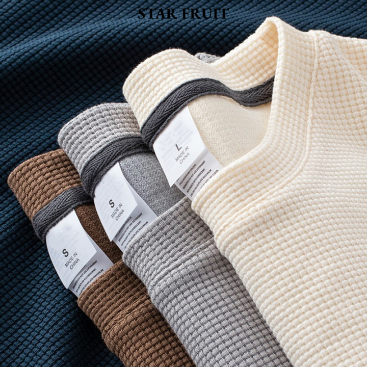 STAR FRUIT Unisex mùa hè giản dị đan kiểu tổ ong Áo phông ngắn tay với ...