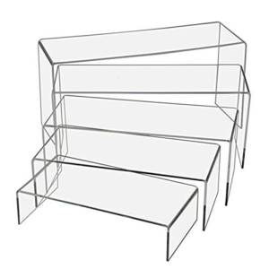 5Pieces Tiered Acrylic Display Risers Clear Stands Shelves Racks for Retail Home and Office Desktop Organization