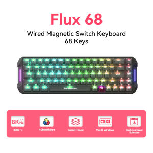 DarkBeacon Flux 87 HE Mechanical Gaming Keyboard Wired Hall Effect Magnetic Red Switch 0.01mm Rapid Trigger Adjustable Actuation RS/SOCD/DKS/MT 8000Hz Polling Hot Swappable RGB Backlit for PC
