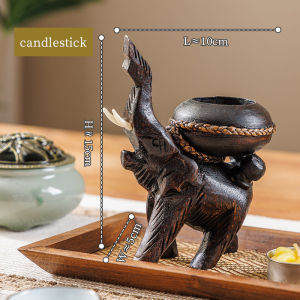 เชิงเทียนหอม ที่วางเทียน ไม้เเกะสลัก ช้างเเกะสลัก ตะเกียงเทียน พร้อมเทียนหอม woodcraft tea light candle holder