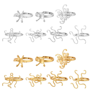 Nhẫn đồng trống Khung đế DIY thiết lập làm phụ kiện dát ngọc lam đá quý tự nhiên cho phụ nữ