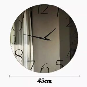 FFBH Glass Nordic Circular Wall Clocks Fashional Silvery Mirror Big-number Living Room Wall Clocks Luxury Modern Simple Home Decor N7Y3P