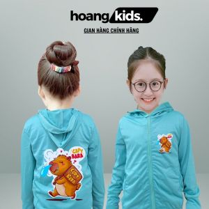 Áo khoác nắng CapyBara chảy nước mũi cho bé gái từ 12-28kg Hoangkidsáo nắng Capy Bara chất thông hơi có túi bên trong