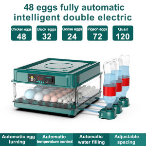 220V/12V Egg Incubator 8/26/52 Eggs Fully Automatic Egg Incubator Intelligent Digital Hatcher Brooder with Temperature Control and Auto Turning Dual power supply Hatcher Chicken Duck Goose Quail Birds Fully Automatic Egg Incubators for Farm