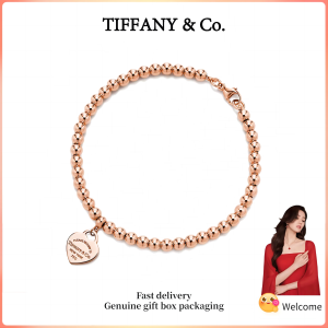 (New) Womens Fashion Bracelet Rose Gold Return to T Series Heart Tag Bead Bracelet Valentines Day holiday gifts