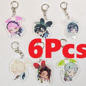 6Pcs/Pack Alien Stage Mizi Sua Ivan Till Luka Hyuna Q Version Figure Acrylic Key Chain Cute Anime Cosplay Charm Collection Gift Set
