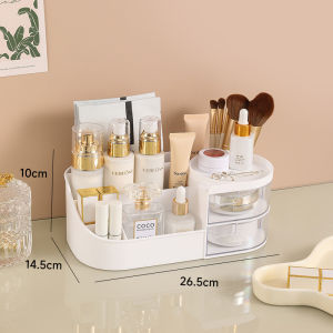 ZiinLife Cosmetic Organizer Multifunctional Dresser with Mirror Drawer Desktop Cosmetic Storage Box