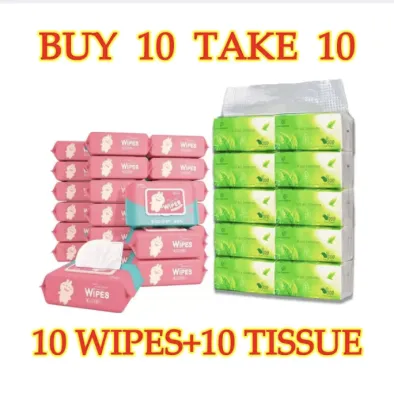 H&L COD#20PCS baby wipes and tissue Combo Unscented baby wipes 10 packs 80 sheets tissue wipes Facial paper
