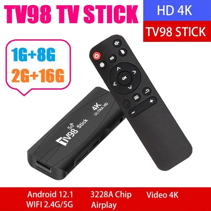 TV98 TV Stick Ultra HD Smart TV Stick Android 12,1 4K Smart Android TV Box  2,4G/5G WiFi H.265 reproductor multimedia de red Set Top Box Stick – Los  mejores productos en la