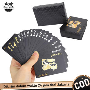 24K Kartu Remi Poker Capsa Plastik Anti Air / Waterproof Gold Foil Poker Prime Playing Card