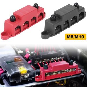 Car DC48v 250A 4 Terminal Studs Busbar Power Terminal Block M8 M10 Wiring Stud Battery Junction Block 4 Post Power Distribution Block