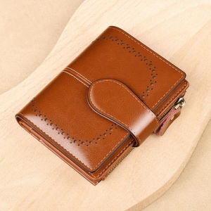 BANYANU Multifunctional Small Red Black Anti RFID Money Organizer Purse Genuine Cow Leather Wallet for Women Original with Zipper