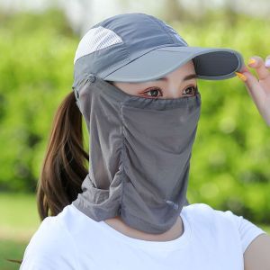 Outdoor Sun Protection Cap with Face Cover Foldable Anti-UV Summer Fashion Sun Hat For Man Women