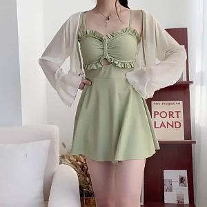 Fresh and simple two-piece swimsuit for women conservative and stylish 2026 New model of the year tummy-concealing and slimming hot spring skirt-style swimwear