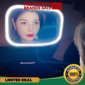 Car Sun Visor Mirror LED Touchscreen 3-Tone Foldable Rechargeable