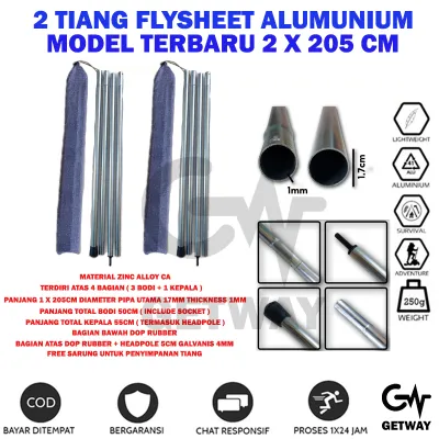 Aimpro Tiang Flysheet Ultralight 1 x 200 cm Single Pole – Econopack