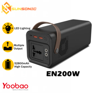 Yoobao EN200W 220V 200W 52800mAh PD65W Quick Charge Power Station Metal Casing Strong & Reliable w/ 2W Strong LED Light
