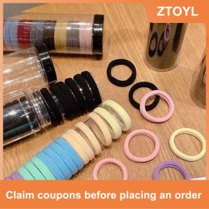 【ZTOYL】 20 cái hộp Đóng Hộp Vòng Khăn Đàn Hồi Cao Liền Mạch Đơn Giản Màu Sắc Rắn Tóc Vòng Đuôi Ngựa Chủ Tóc Dây Thừng Phụ Kiện Tóc