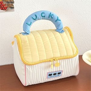 FGJHD Large Capacity Cute Cabin Makeup Bag Kawaii House-shaped Handheld Cosmetic Case Cute Zipper Portable Storage Bag Girls