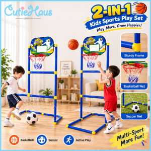 CUTIEHAUS 2 in 1 Basketball Hoop And Soccer Goal Set Indoor Outdoor Sports Toy For Children With Basketball Net And Soccer Net Set Gol Bola Keranjang dan Bola Sepak 2 dalam 1 - Fulfilled by Cutiehaus