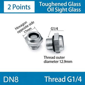 ADAM 1Pcs G1 G1-1/4 G1-1/2 BSP NPT Cửa sổ quan sát dầu Chủ đề nam G1/4 G3/8 G1/2 G3/4 Kính quan sát mức dầu Nhôm Phụ tùng máy nén khí cho máy nén khí