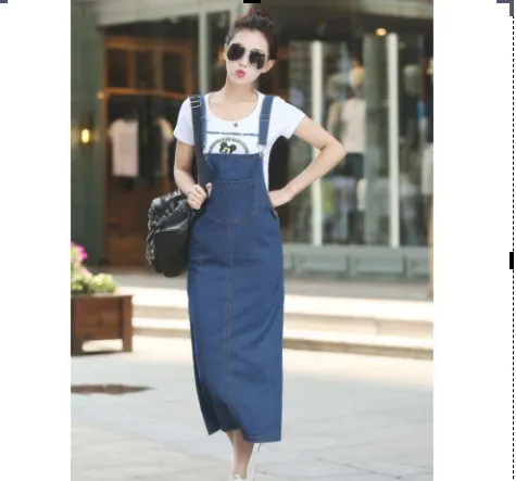 College-Style Daisy Dungaree Dress Women's Korean-Style Loose-Fit  Mid-Length Cute Suspender Skirt