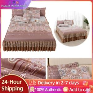 【Outlet】 3pcs Wedding Bedspread Mattress Cover with Ruffle Elegant Home Decoration