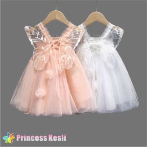 [PRINCESS KESLI] 0-7 Tahun Dress Pompom Pesta Anak Butterfly Perempuan Baju Pesta Princess Kupu-Kupu
