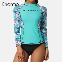 CharmLeaks Womens Plus Size Long Sleeve Rash Guard Top Zipper Swimsuit Swim  Shirt Aqua XL : : Fashion