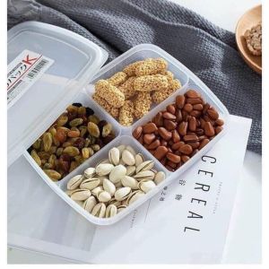 Hộp Nhựa Đựng Thực Phẩm 4 Ngăn Khay Đựng Đồ Ăn Dặm Chia Ngăn Có Nắp Tiện Lợi