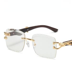 JN IMPRESSION แฟชั่นใหม่แว่นตากรอบสี่เหลี่ยมขอบหยักแว่นตากันแดดตกแต่งบุคลิกภาพหัวเสือดาวสำหรับผู้หญิง