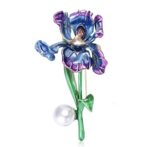 Elegant Irises Brooch Handcrafted Enamel Artwork Multipurpose Accessory For Coat Scarf Hat Decoration Thoughtful Present