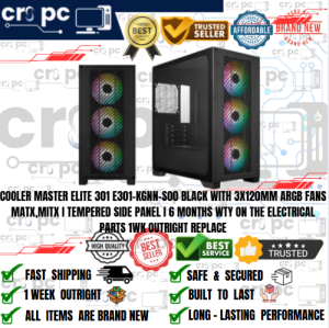 COOLER MASTER ELITE 301 E301-KGNN-S00 BLACK WITH 3X120MM ARGB FANS MATXMITX I TEMPERED SIDE PANEL